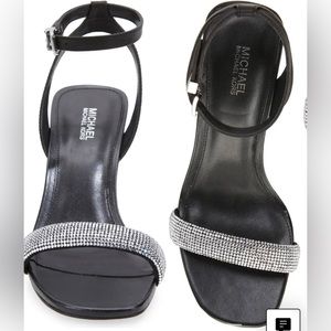 Michael Kors Carrie Embellished Dress Leather Sandal - black